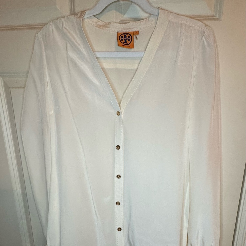 Tory Burch White Long Sleeve Button Down Shirt